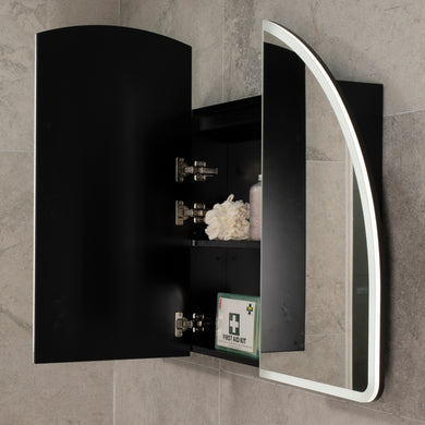 Arco Arch 1200mm x 800mm Frontlit LED Mirrored Shaving Cabinet, Matte Black