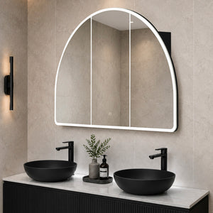 Arco Arch 1200mm x 800mm Frontlit LED Mirrored Shaving Cabinet, Matte Black