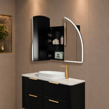 Arco Arch 1200mm x 800mm Frontlit LED Mirrored Shaving Cabinet, Matte Black