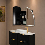 Arco Arch 1200mm x 800mm Frontlit LED Mirrored Shaving Cabinet, Matte Black