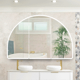 Arco Arch 1200mm x 800mm Frontlit LED Mirrored Shaving Cabinet, Matte White