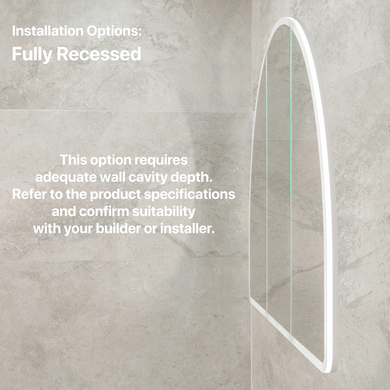 Arco Arch 1200mm x 800mm Frontlit LED Mirrored Shaving Cabinet, Matte White