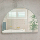 Arco Arch 1200mm x 800mm Frontlit LED Mirrored Shaving Cabinet, Matte White