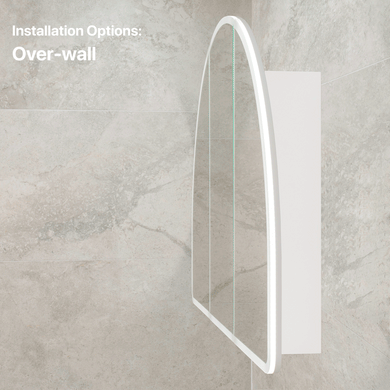 Arco Arch 1200mm x 800mm Frontlit LED Mirrored Shaving Cabinet, Matte White