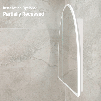 Arco Arch 1200mm x 800mm Frontlit LED Mirrored Shaving Cabinet, Matte White