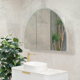 Arco Arch 1200mm x 800mm Frontlit LED Mirrored Shaving Cabinet, Matte White