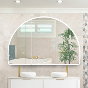 Arco Arch 1200mm x 800mm Frontlit LED Mirrored Shaving Cabinet, Matte Black