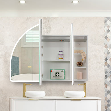 Arco Arch 1200mm x 800mm Frontlit LED Mirrored Shaving Cabinet, Matte White