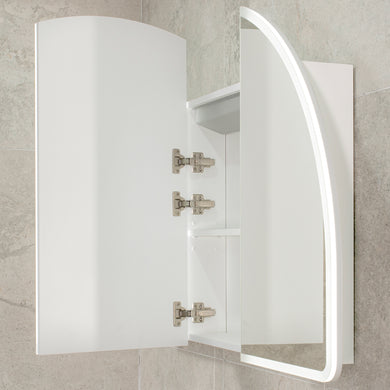 Arco Arch 1200mm x 800mm Frontlit LED Mirrored Shaving Cabinet, Matte White