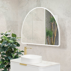 Arco Arch 1200mm x 800mm Frontlit LED Mirrored Shaving Cabinet, Matte White