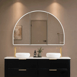 Arco Arch 1500mm x 1000mm Frontlit LED Mirrored Shaving Cabinet, Matte Black