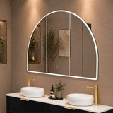 Arco Arch 1500mm x 1000mm Frontlit LED Mirrored Shaving Cabinet, Matte Black
