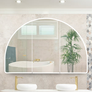 Arco Arch 1500mm x 1000mm Frontlit LED Mirrored Shaving Cabinet, Matte Black