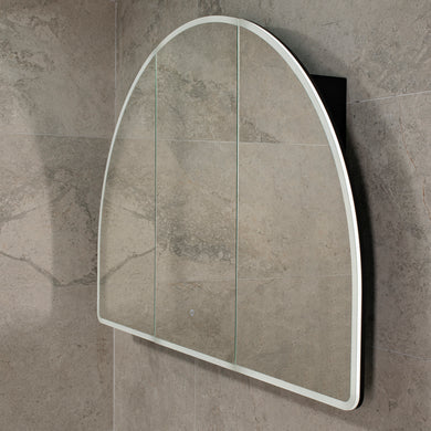 Arco Arch 1500mm x 1000mm Frontlit LED Mirrored Shaving Cabinet, Matte Black