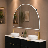 Arco Arch 1500mm x 1000mm Frontlit LED Mirrored Shaving Cabinet, Matte Black