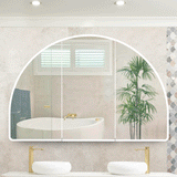 Arco Arch 1500mm x 1000mm Frontlit LED Mirrored Shaving Cabinet, Matte White