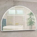 Arco Arch 1500mm x 1000mm Frontlit LED Mirrored Shaving Cabinet, Matte White