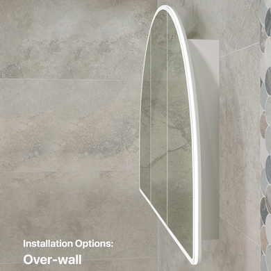 Arco Arch 1500mm x 1000mm Frontlit LED Mirrored Shaving Cabinet, Matte White