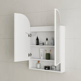 *Clearance* Tura Arch 600mm x 900mm Fronlit LED Mirrored Shaving Cabinet with Exposed Shelf, Matte White