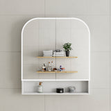 *Clearance* Tura Arch 800mm x 900mm Fronlit LED Mirrored Shaving Cabinet with Exposed Shelf, Matte White
