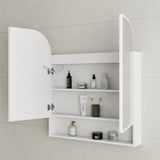 *Clearance* Tura Arch 800mm x 900mm Fronlit LED Mirrored Shaving Cabinet with Exposed Shelf, Matte White
