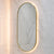 Pill Oval 500mm x 1000mm Backlit LED Framed Mirror with Demister, Brushed Brass (Gold) Frame