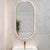 Pill Oval 500mm x 1000mm Backlit LED Framed Mirror with Demister, Brushed Brass (Gold) Frame