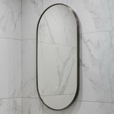 Pill Oval 500mm x 1000mm Backlit LED Framed Mirror with Demister, Brushed Gunmetal Frame