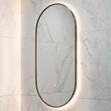 Pill Oval 500mm x 1000mm Backlit LED Framed Mirror with Demister, Brushed Gunmetal Frame
