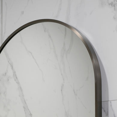 Pill Oval 500mm x 1000mm Backlit LED Framed Mirror with Demister, Brushed Gunmetal Frame