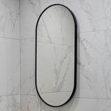 Pill Oval 500mm x 1000mm Backlit LED Framed Mirror with Demister, Matte Black Frame
