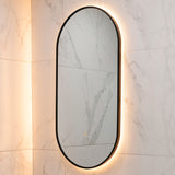 Pill Oval 500mm x 1000mm Backlit LED Framed Mirror with Demister, Matte Black Frame