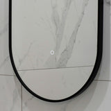 Pill Oval 500mm x 1000mm Backlit LED Framed Mirror with Demister, Matte Black Frame