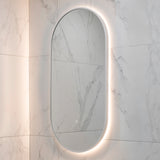 Pill Oval 500mm x 1000mm Backlit LED Framed Mirror with Demister, Matte White Frame