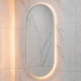 Pill Oval 500mm x 1000mm Backlit LED Framed Mirror with Demister, Matte White Frame