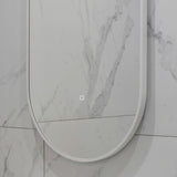 Pill Oval 500mm x 1000mm Backlit LED Framed Mirror with Demister, Matte White Frame