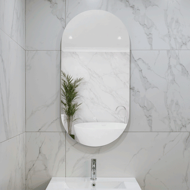 Pill Oval 500mm x 1000mm Backlit LED Frameless Mirror with Polished Edge and Demister