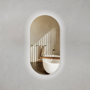 Pill Oval 500mm x 1000mm Backlit LED Mirror with Polished Edge and Demister