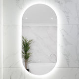 Pill Oval 500mm x 1000mm Backlit LED Frameless Mirror with Polished Edge and Demister