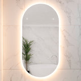 Pill Oval 500mm x 1000mm Backlit LED Frameless Mirror with Polished Edge and Demister