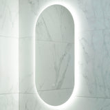 Pill Oval 500mm x 1000mm Backlit LED Frameless Mirror with Polished Edge and Demister