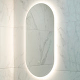 Pill Oval 500mm x 1000mm Backlit LED Frameless Mirror with Polished Edge and Demister