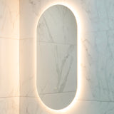 Pill Oval 500mm x 1000mm Backlit LED Frameless Mirror with Polished Edge and Demister