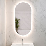 Pill Oval 500mm x 1000mm Backlit LED Frameless Mirror with Polished Edge and Demister