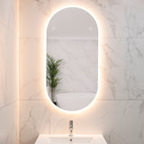 Pill Oval 500mm x 1000mm Backlit LED Frameless Mirror with Polished Edge and Demister