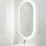 Pill Oval 500mm x 1000mm Backlit LED Frameless Mirror with Polished Edge and Demister