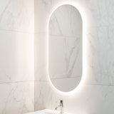 Pill Oval 500mm x 1000mm Backlit LED Frameless Mirror with Polished Edge and Demister