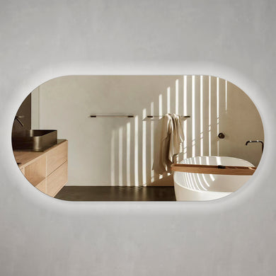 Pill Oval 1800mm x 900mm Backlit LED Frameless Mirror with Polished Edge and Demister