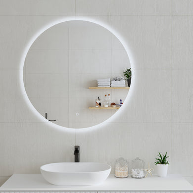 *Clearance* Circa Round 900mm Backlit LED Frameless Mirror with Polished Edge and Demister