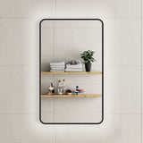 Retti Rectangular 600mm x 1000mm Backlit LED Framed Mirror with Demister, Matte Black Frame
